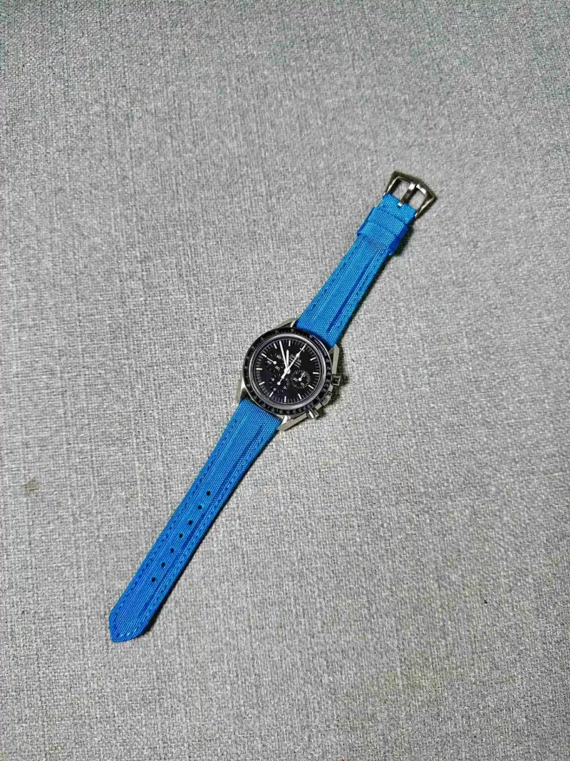 Kevlar Cyan Strap on Omega Speedmaster by Gunny Straps 2