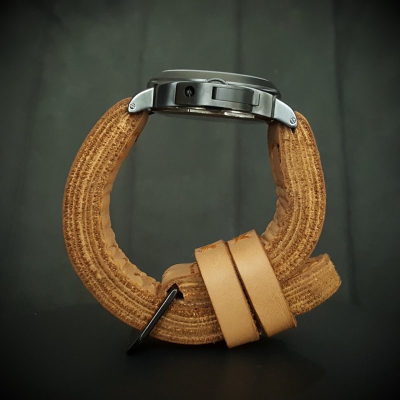 Fillet Mignon Beige Strap on Panerai watch by Gunny Straps