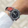 Red Patina Scritto Strap for Omega Speedmaster by Gunny Straps