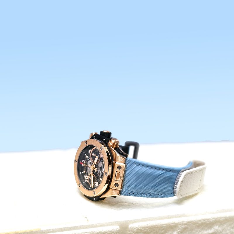 Kevlar Baby Blue Strap with Hook & Loop on Hublot Unico watch by Gunny Straps