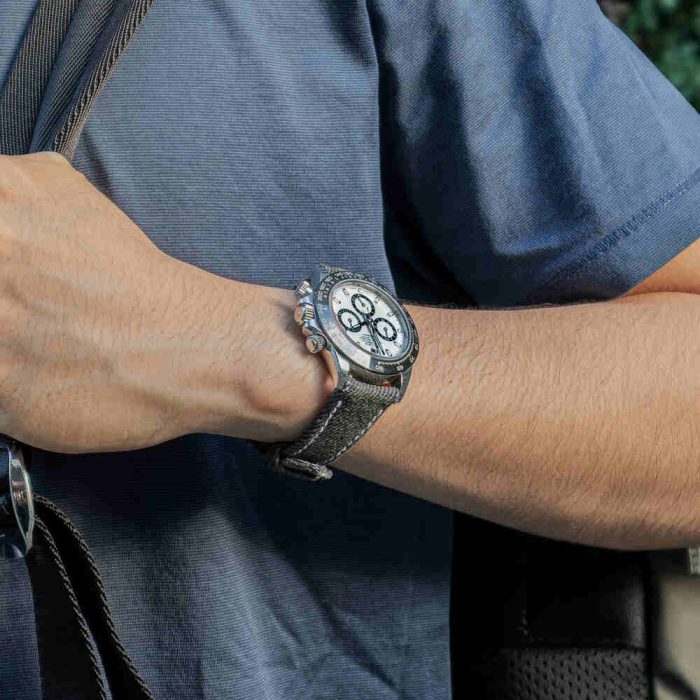 Black Denim Watch Strap on Rolex Daytona Ceramic by Gunny Straps