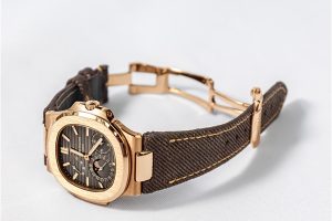 Dark Brown Denim Strap on Patek Nautilus