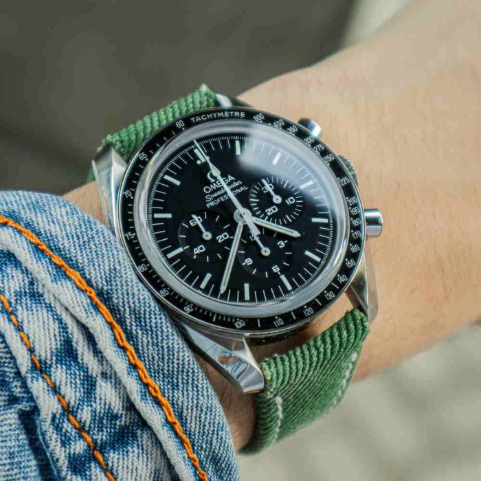 Green Denim Strap For Omega Speedmaster by Gunny Straps
